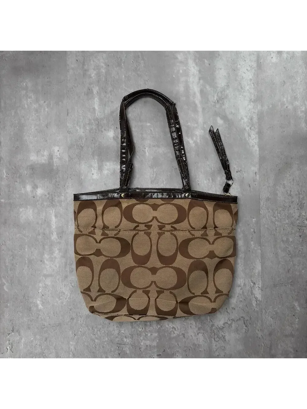 Y2K Brown Coach Monogram Distressed Poppy Shoulder Bag